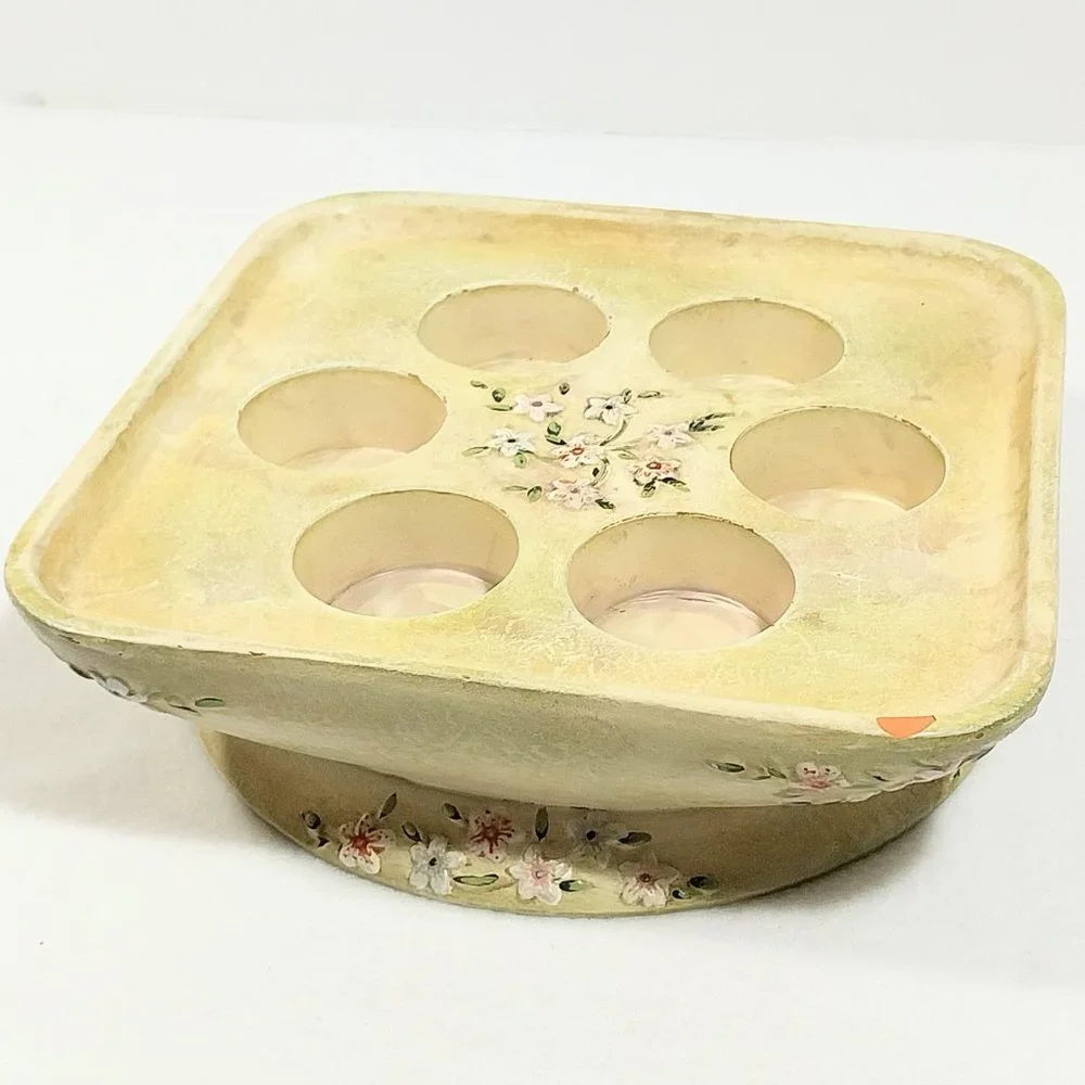 Vintage PartyLite Votive Pedestal Floral Design 6 Tealight Holder #1312